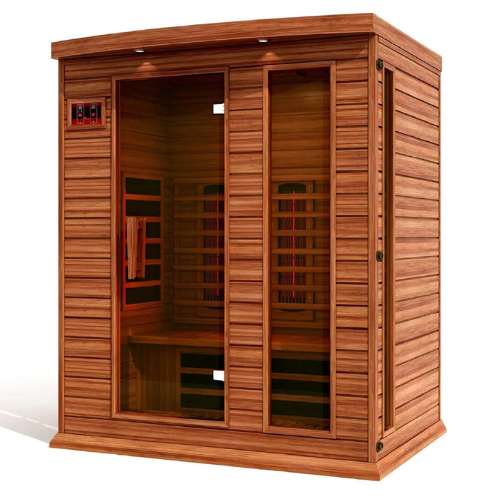 Maxxus MX-M306-01-FS CED infrared sauna shown from front angled right view