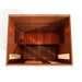 Overhead top view inside Maxxus 3-person sauna showing heater panels and layout