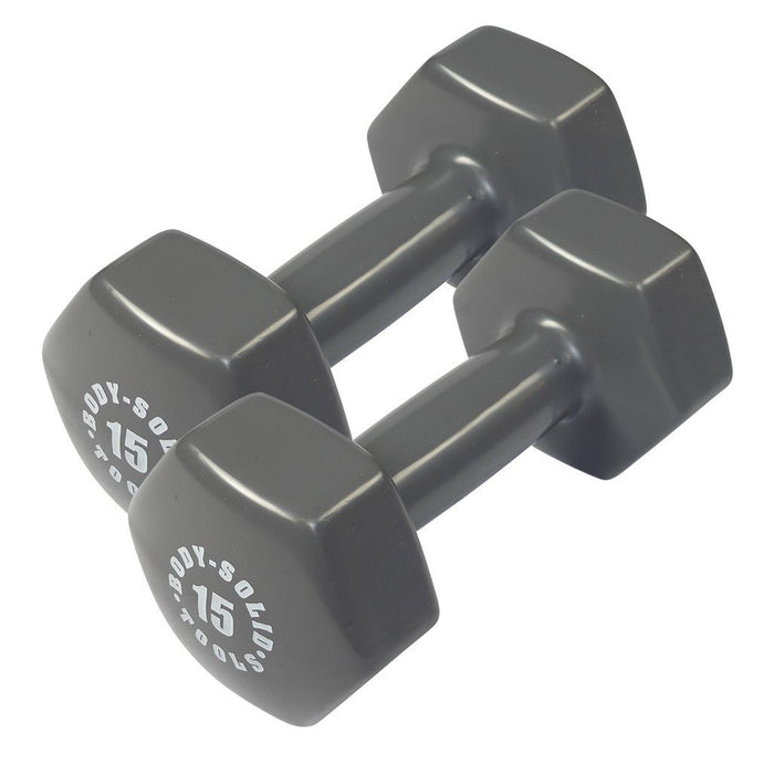 Body-Solid Tools 15 lb Vinyl Dumbbell Pair for advanced workouts