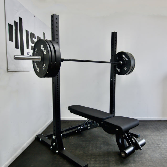 Home Gym Package: 72" Rack, Barbell, Bumper Plates, Bench